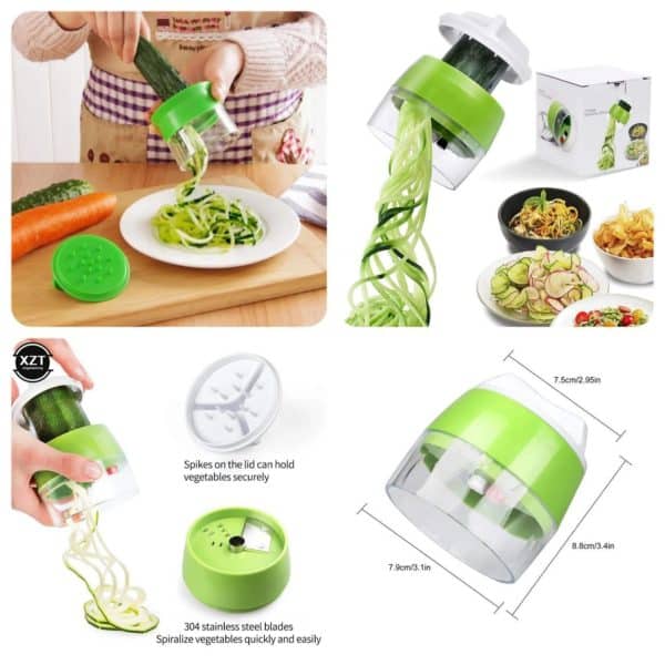4-in-1 Vegetable Spiral Cutter – Handheld Spiralizer Tool