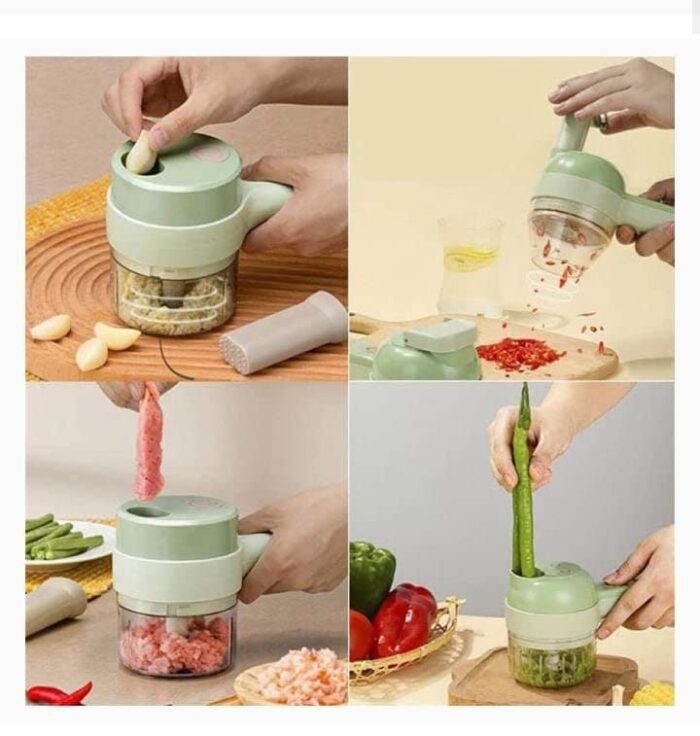 4-in-1 Electric Handheld Food Chopper & Vegetable Slicer Set